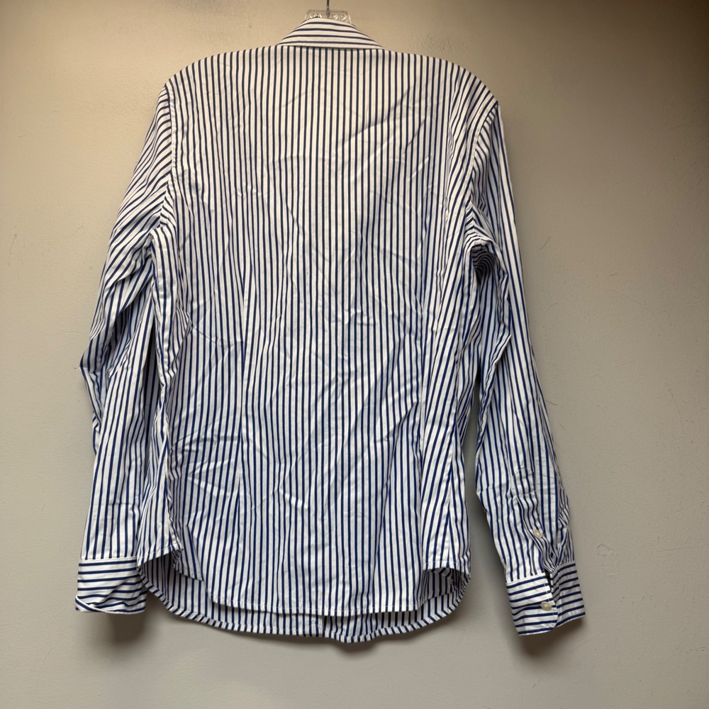 Lauren Ralph Lauren Ruffle Stripe Shirt Womens XL Blue White Excellent Preppy - Picture 5 of 6